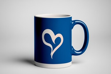 Single coffee mug with a heart-shaped steam design on a plain background, using minimal color