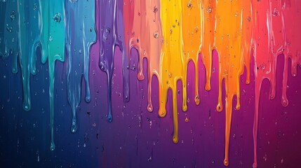 Fototapeta premium Vibrant drip art showcasing a spectrum of colors blending harmoniously, evoking a lively and creative mood.