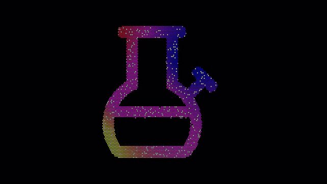 Icon bong is made up of LED square shapes that shimmer and flicker. There are black dead diodes. In-Out looped. Alpha BW at the end