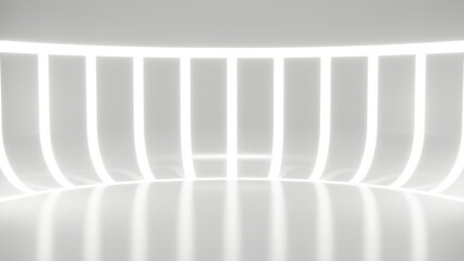 Futuristic Clean Minimalist Modern Tech Inspired Bright White Room with Ambient Strip Lighting © Lumora