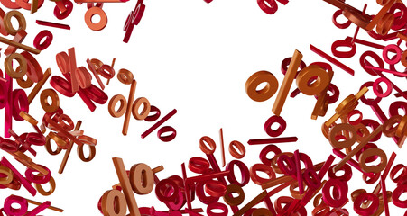 percent shopping digital in 3d. background