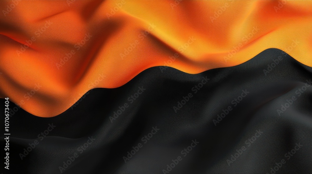 Aufkleber a vibrant wave of an orange and black fabric creating a dynamic and rich visual texture.