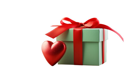 Gift box with heart. PNG transparent background.