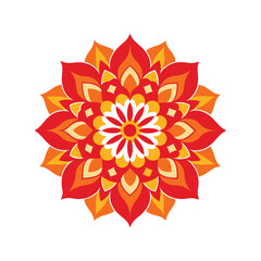 Traditional Indian Mandala Lineart Vector Design - Ornamental Ethnic Pattern with Intricate Floral and Geometric Symmetry