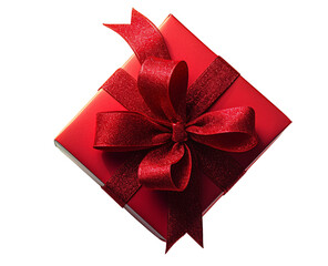 Red gift box. PNG transparent background.