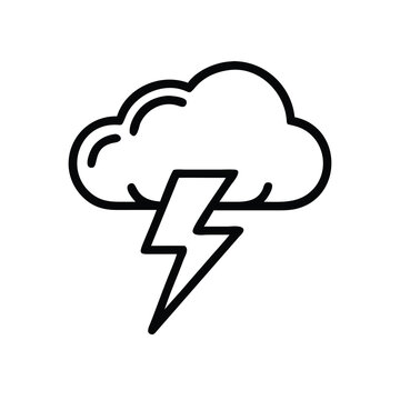 recommend clip art: Thunderstorm Icon with Cloud and Lightning Bolt, Black outline icon of a thunderstorm featuring a cloud and lightning bolt, representing weather, storm, and electricity.
                    