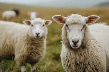 Sheep peacefully grazing in a verdant field, embodying rural life, simplicity, and pastoral beauty in the countryside.