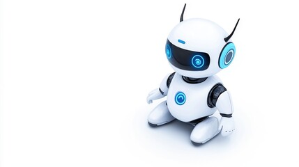 This cute cartoon robot embodies innovative technology designed for smart homes. Its friendly appearance suggests the potential for home assistance and business applications in the future