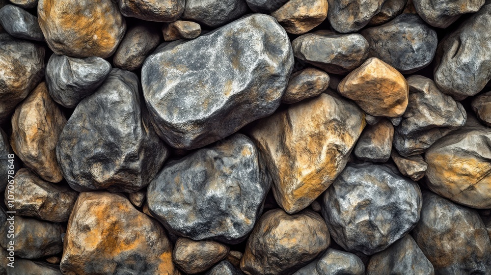 Poster a close-up view of textured gray and brown rocks, creating a natural background with earthy tones.