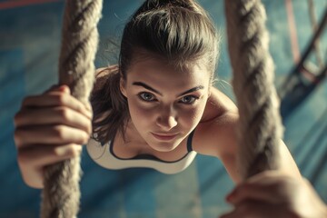Woman doing pull-ups