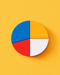 Fototapeta premium Colorful circular pie chart on yellow background.