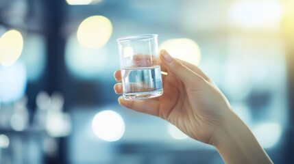 Close-up of a Hand Holding a Glass of Water