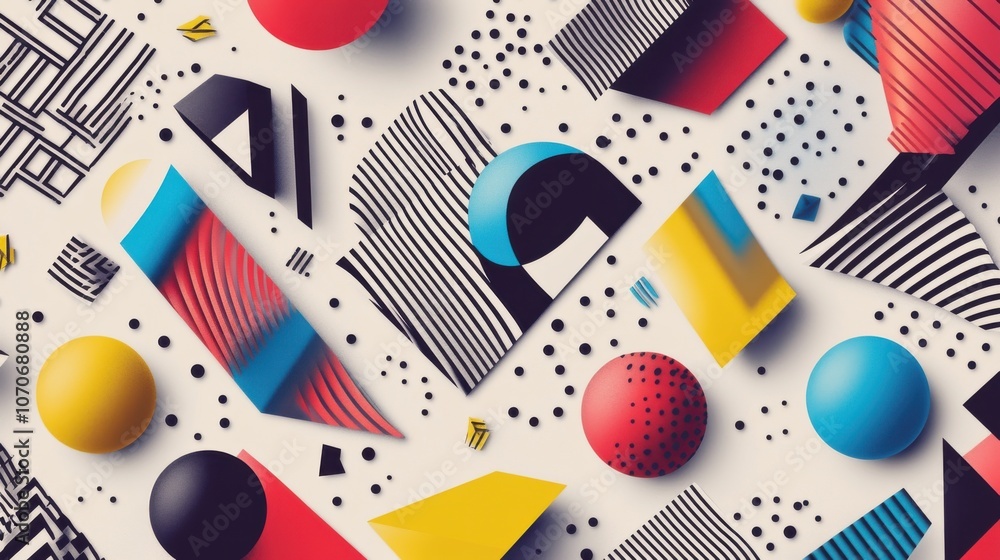 Poster colorful abstract shapes in vivid hues create a playful visual composition filled with geometric ene