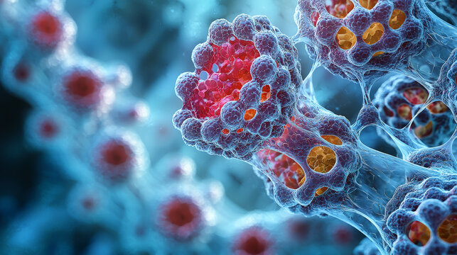A high-resolution image displaying complex fractal biogen nanostructures with stunning detail and sharp contrast. Generative AI