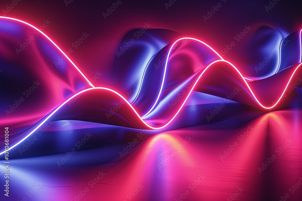 Aufkleber colorful waves of neon light create an energetic atmosphere in a dynamic abstract design at night. g