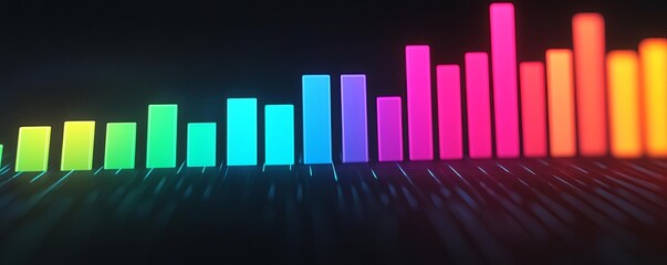 Colorful audio waveform display on a dark background, representing sound frequencies.
