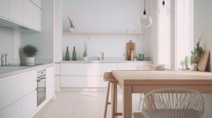 Fototapeta premium Modern Kitchen with Natural Light and Simple Design