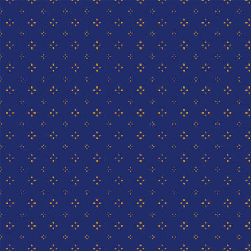 Small white flowers pattern doodle shapes motif continuous classic blue background. Modern floral fabric design textile swatch ladies dress, men's shirt all over print block.