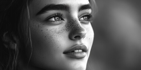 Fototapeta premium Portrait of a Young Woman with Beautiful Eyes