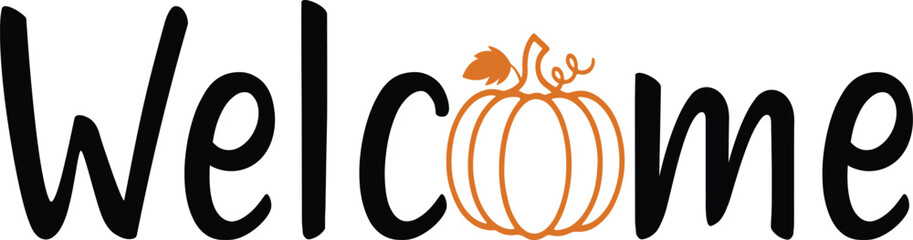 Fototapeta premium Welcome typography design on plain white transparent isolated background for sign, card, shirt, hoodie, sweatshirt, apparel, tag, mug, icon, poster or badge