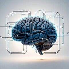 3D medical background  with brain highlighted