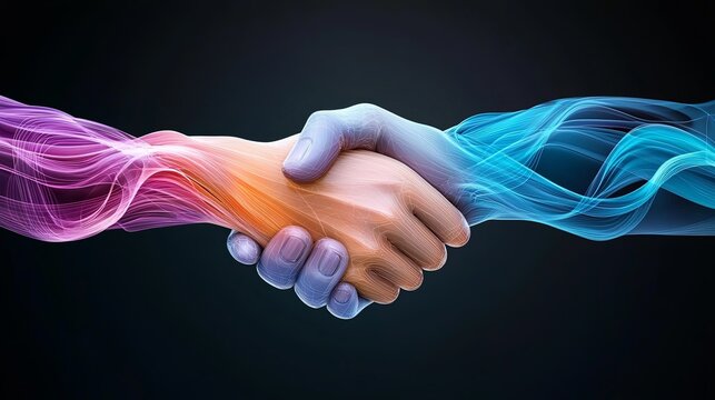 Handshake, communication, win-win cooperation