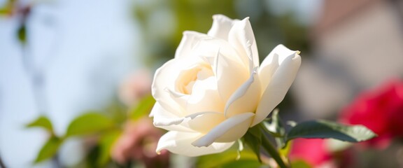 Close-Up White Rose in Natural Light