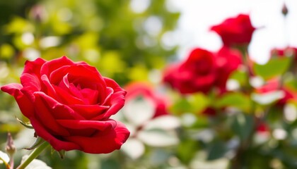 Red Rose in Natural Light Close Up Shot