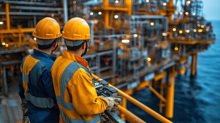 Routine Inspection of Offshore Rig at Sunrise