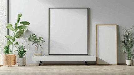 Naklejka premium Minimalist Interior Design with Blank Frames