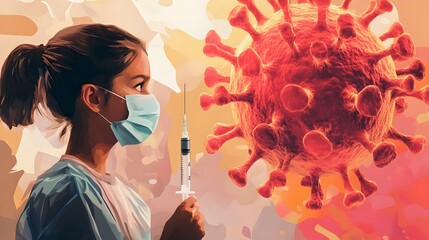 3d illustration abstract viral infection causing chronic disease. concept of vaccination, 3d illustration, 3d rendering. World Immunization week. Vaccine for all awareness.