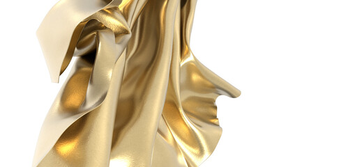 Golden fabric flowing in the wind Elegance and luxury