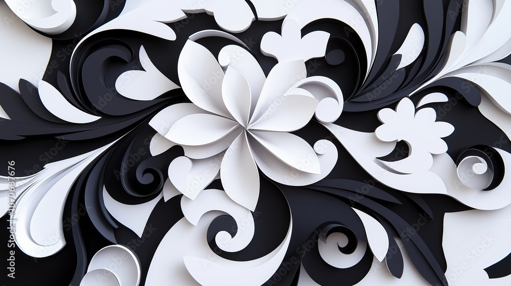 Poster 3d paper cut-out style with shadows