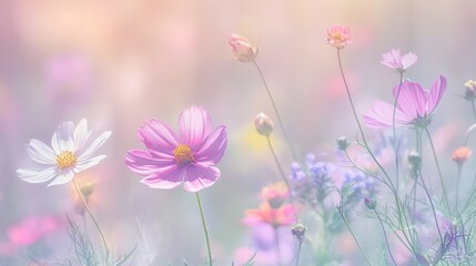 Delicate Pink and White Flowers in a Soft Light