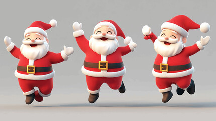 Set of Christmas banner with cute toy Santa Claus Illustration. New Year's garlands, 3D Santa on a blue background with free space for the inscription.