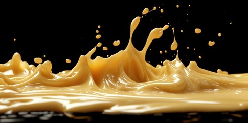 A Splash of Golden Liquid Against a Black Background