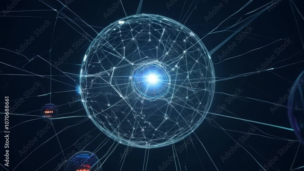 Wall mural quantum web expanding showing technological breakthrough