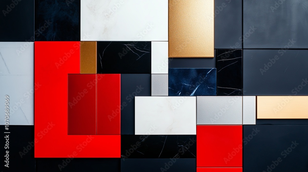 Poster abstract color blocks with metallic accents