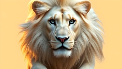 Fototapeta premium Majestic White Lion Staring Intently Beautiful Eyes Captivating Mane Powerful Presence Wild Animal