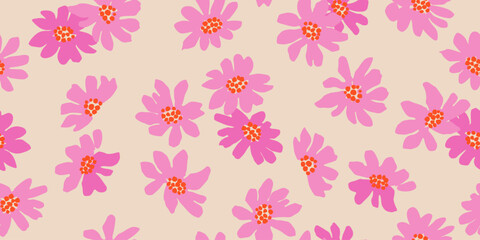 Exotic hand drawn flowers, seamless patterns with floral for fabric, textiles, clothing, wrapping paper, cover, banner, home decor, abstract backgrounds. Vector illustration.