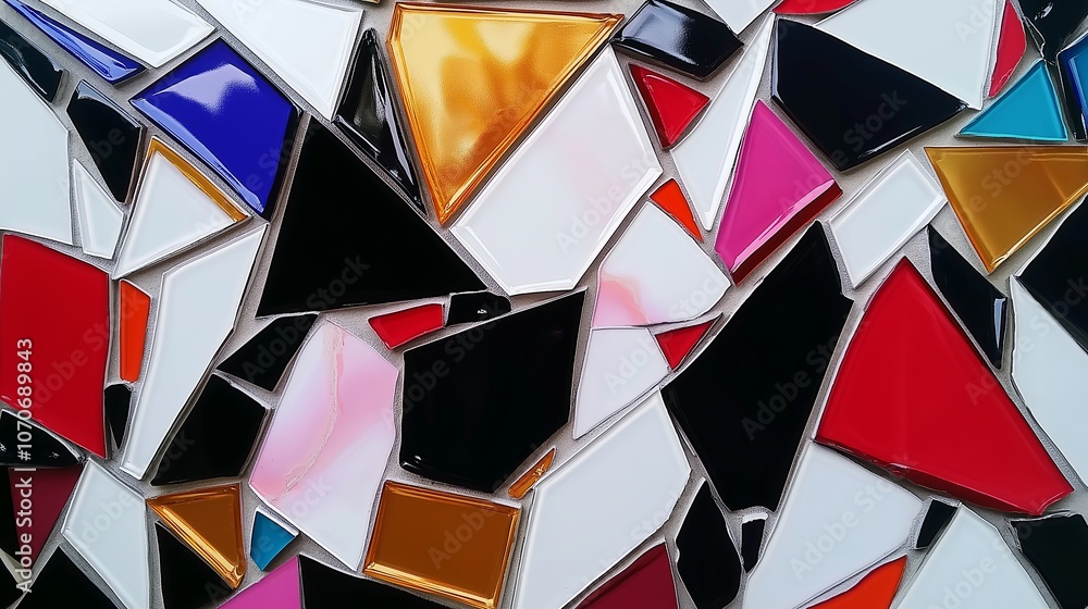 Poster abstract color blocks with metallic accents