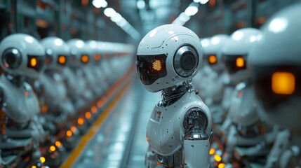 Talking-head AI assistants working in a modern factory to enhance production efficiency