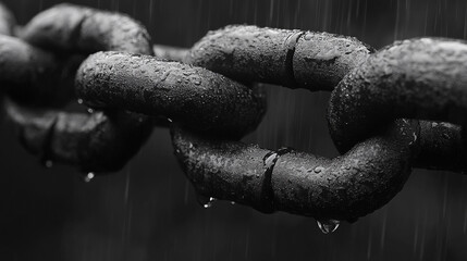 close-up shot of a chain, with each link intricately designed, symbolizing strength, unity, and interconnectedness. The detailed texture emphasizes resilience and the power of connections