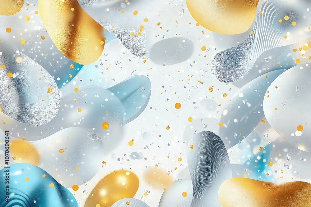 Aufkleber a joyful new year's eve party banner with abstract shapes in gold, silver, and bright blues. the bac