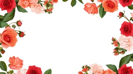 Floral Frame with Red and Pink Roses