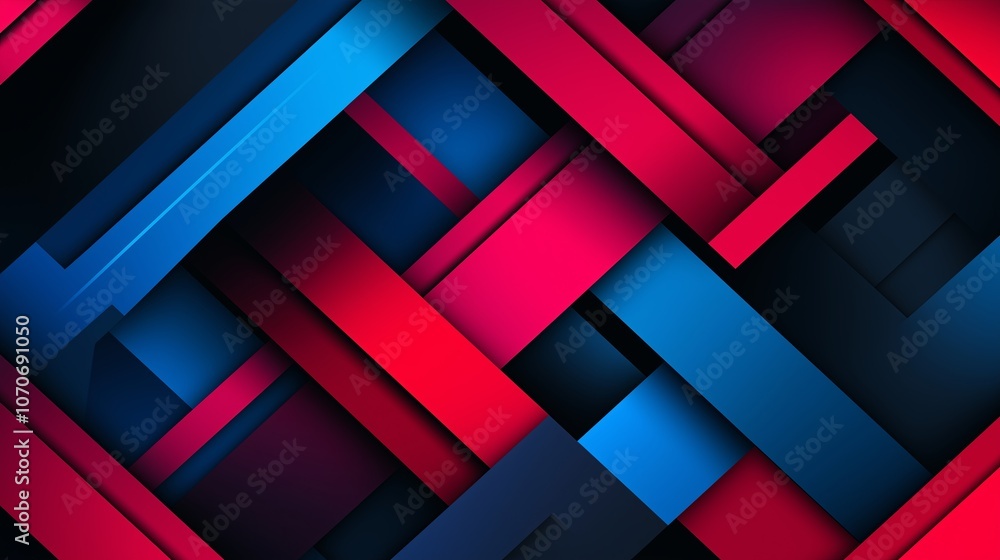 Poster asymmetrical lines with bold colors and shadows