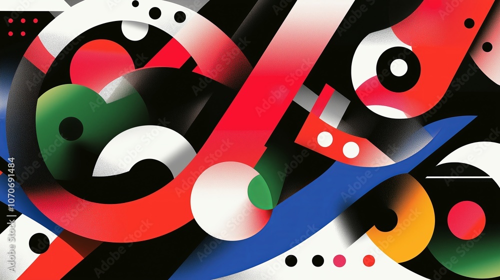Poster asymmetrical lines with bold colors and shadows