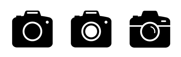 Camera icon set. Photo camera in flat style. Camera symbol.