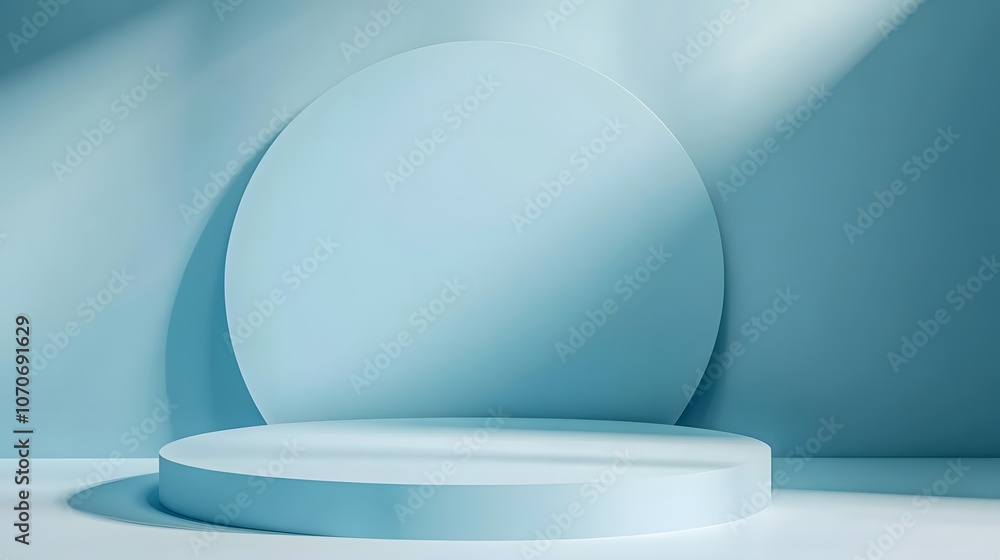 Poster abstract blue circular platform with light and shadows. copy space concept. display for product pres