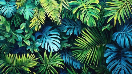 Lush Tropical Foliage Background for Design Projects